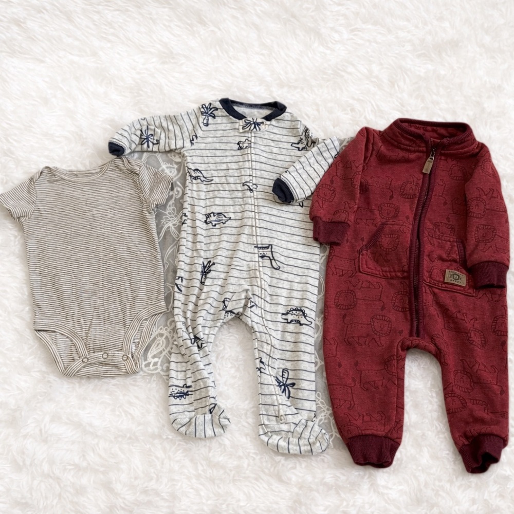Little Bipsy & Carter’s Baby Footie Pajamas Bundle Size 6-9M Soft Zip & Snap - Picture 3 of 7